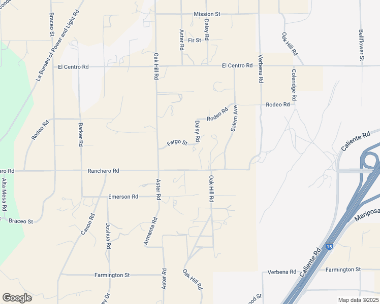 map of restaurants, bars, coffee shops, grocery stores, and more near 10660 Ranchero Road in Oak Hills