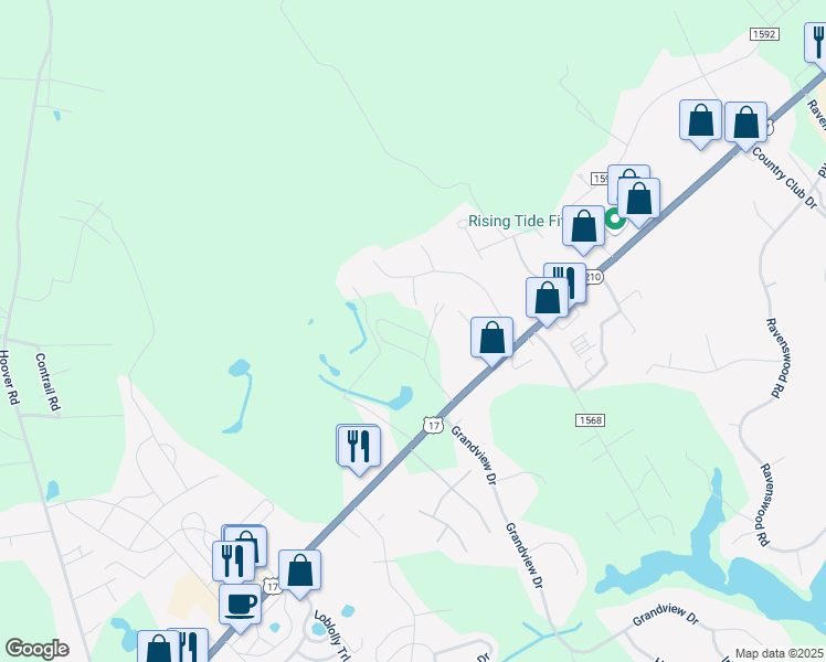 map of restaurants, bars, coffee shops, grocery stores, and more near 99 Coleman Circle in Hampstead