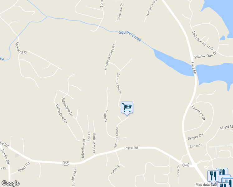 map of restaurants, bars, coffee shops, grocery stores, and more near 4049 Summit Chase in Gainesville