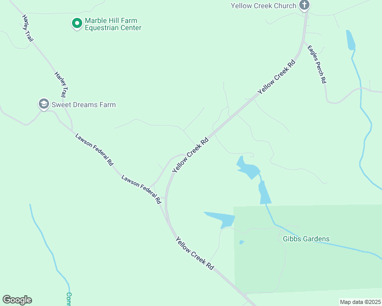 map of restaurants, bars, coffee shops, grocery stores, and more near 2474 Yellow Creek Road in Ball Ground