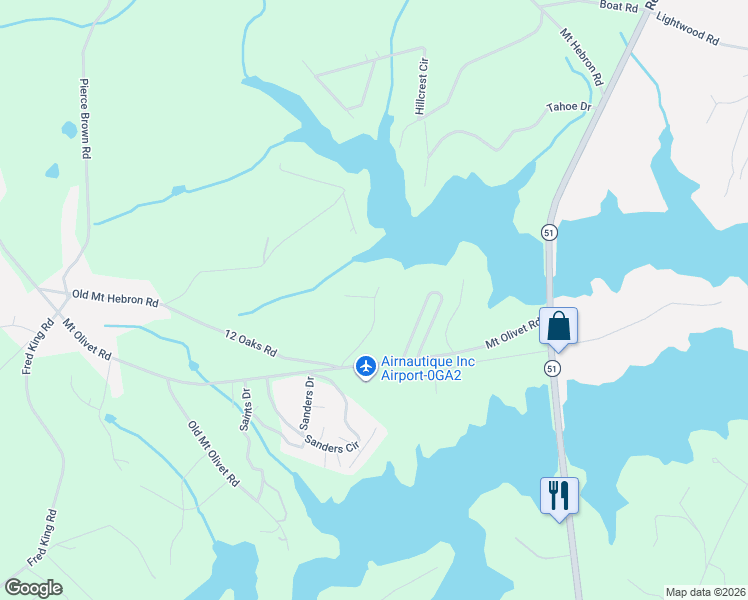 map of restaurants, bars, coffee shops, grocery stores, and more near 235 Old Mount Hebron Road in Hartwell