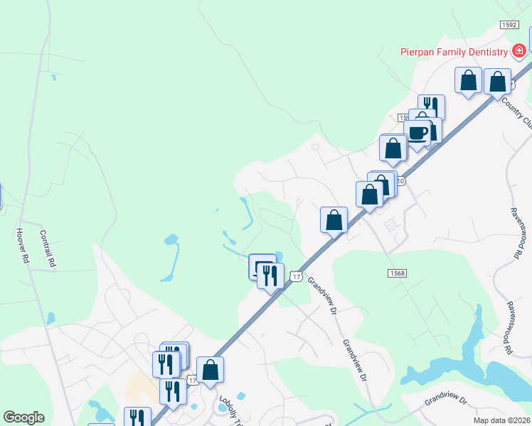 map of restaurants, bars, coffee shops, grocery stores, and more near 70 Coleman Circle in Hampstead