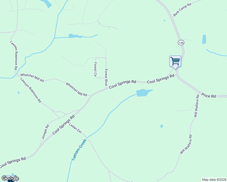 map of restaurants, bars, coffee shops, grocery stores, and more near 4749 Cool Springs Road in Gainesville