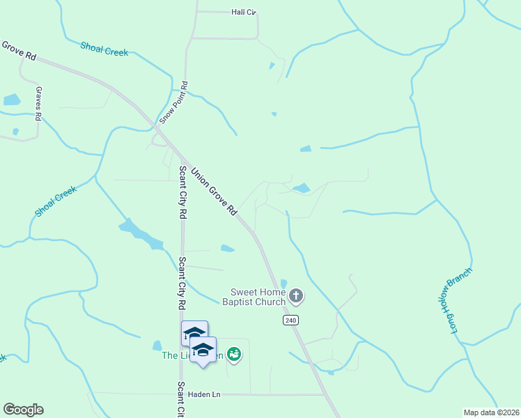 map of restaurants, bars, coffee shops, grocery stores, and more near 1774 Union Grove Road in Guntersville