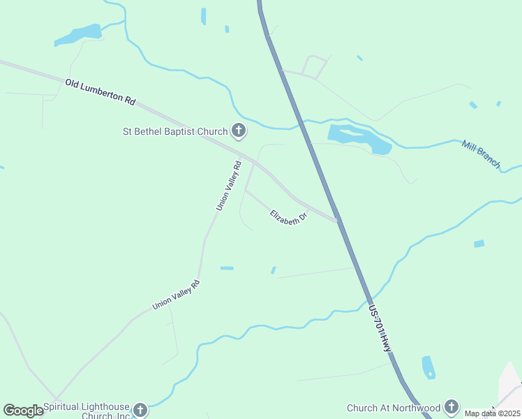 map of restaurants, bars, coffee shops, grocery stores, and more near 205 Elizabeth Drive in Whiteville