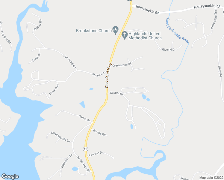 map of restaurants, bars, coffee shops, grocery stores, and more near 3436 Cleveland Highway in Gainesville