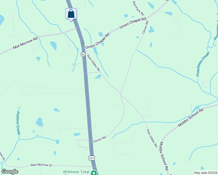 map of restaurants, bars, coffee shops, grocery stores, and more near 717 Sam Gibbs Road in Union Grove