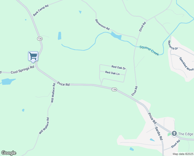 map of restaurants, bars, coffee shops, grocery stores, and more near 4986 Red Oak Drive in Gainesville