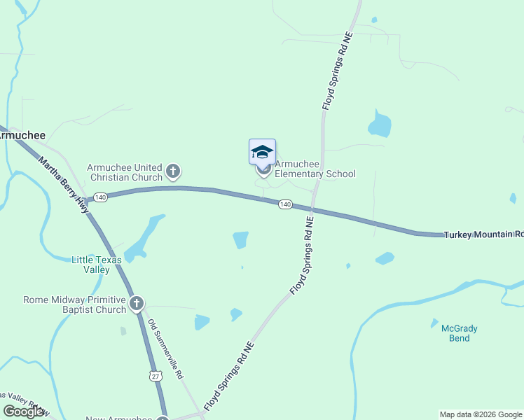 map of restaurants, bars, coffee shops, grocery stores, and more near 336 Turkey Mountain Road in Armuchee