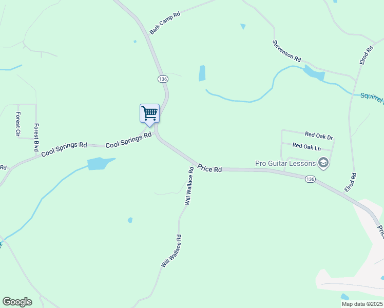 map of restaurants, bars, coffee shops, grocery stores, and more near 4510 Price Road in Gainesville