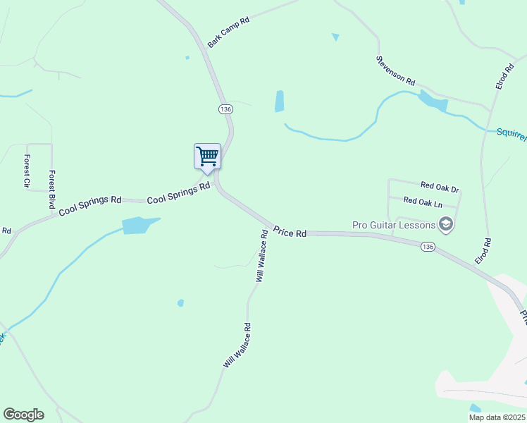 map of restaurants, bars, coffee shops, grocery stores, and more near 4510 Price Road in Gainesville