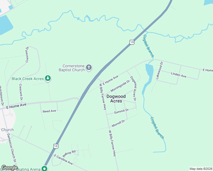 map of restaurants, bars, coffee shops, grocery stores, and more near 1521 East Home Avenue in Hartsville