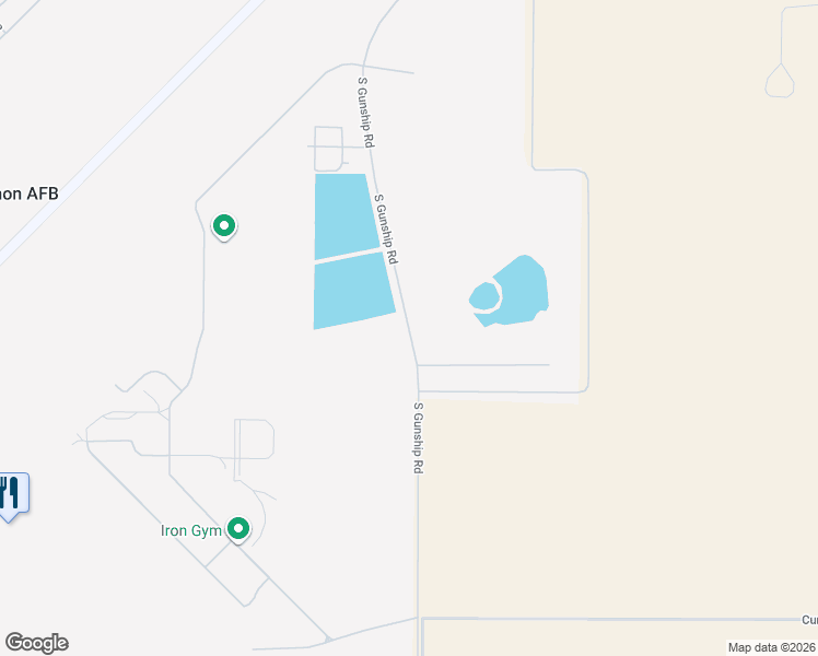 map of restaurants, bars, coffee shops, grocery stores, and more near South Gunship Road in Cannon Air Force Base