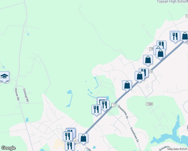 map of restaurants, bars, coffee shops, grocery stores, and more near 465 Pow Mia Trail in Hampstead