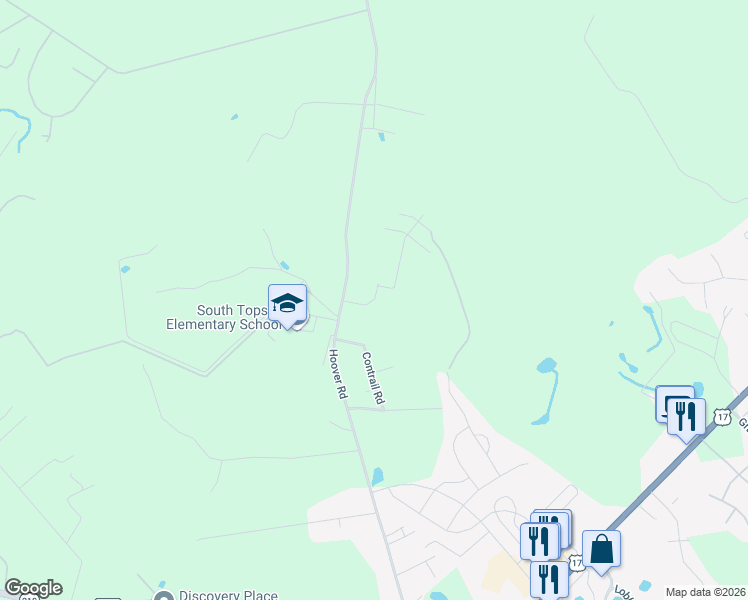 map of restaurants, bars, coffee shops, grocery stores, and more near 1098 Hoover Road in Hampstead