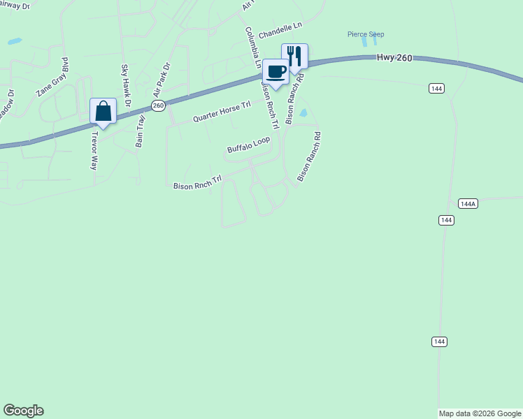 map of restaurants, bars, coffee shops, grocery stores, and more near 2653 Lodge Loop in Navajo County