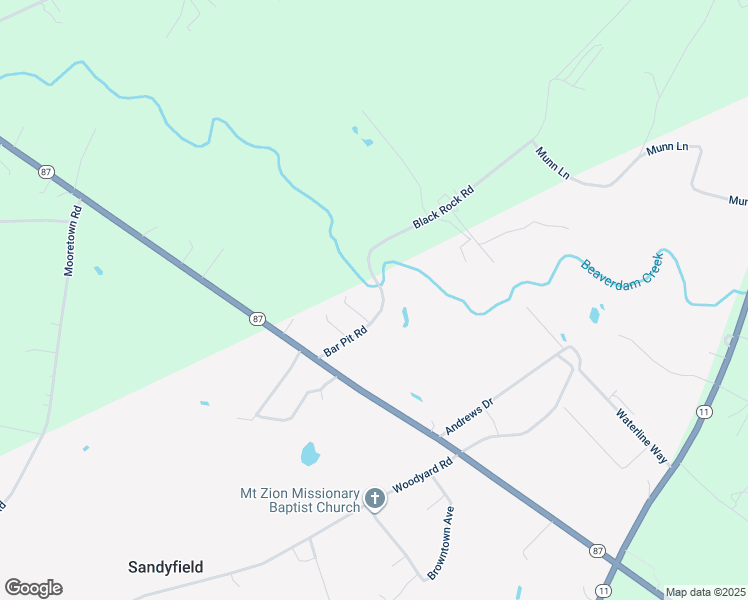 map of restaurants, bars, coffee shops, grocery stores, and more near 385 Bar Pit Road in Riegelwood