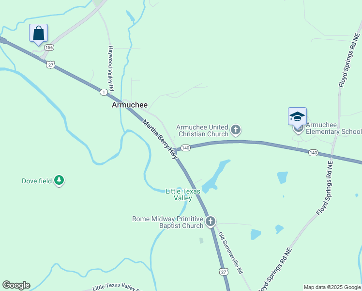 map of restaurants, bars, coffee shops, grocery stores, and more near 3272 Old Summerville Road in Armuchee