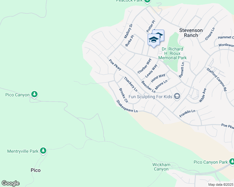 map of restaurants, bars, coffee shops, grocery stores, and more near 26617 Shakespeare Lane in Stevenson Ranch