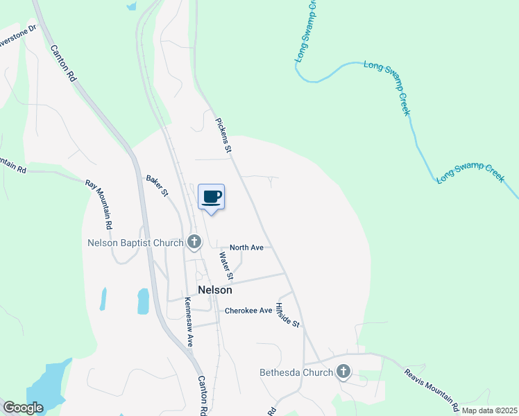 map of restaurants, bars, coffee shops, grocery stores, and more near 1025 Pickens Street in Ball Ground