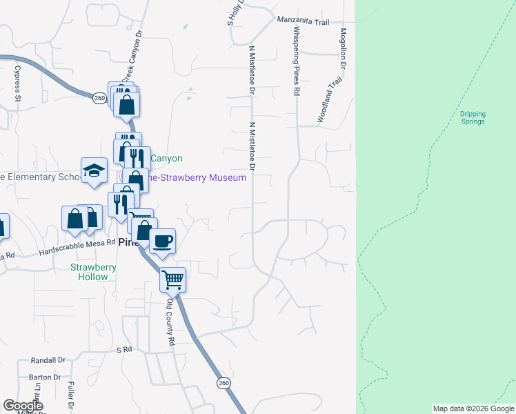 map of restaurants, bars, coffee shops, grocery stores, and more near 5699 West Sundance Circle in Pine