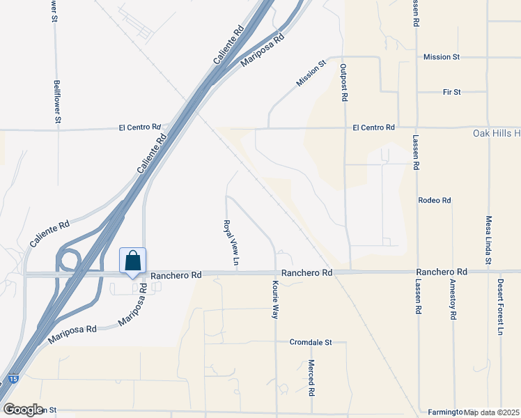 map of restaurants, bars, coffee shops, grocery stores, and more near 7463 Crown Heights Ln in Hesperia