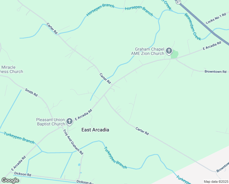 map of restaurants, bars, coffee shops, grocery stores, and more near 1001 East Arcadia Road in Riegelwood