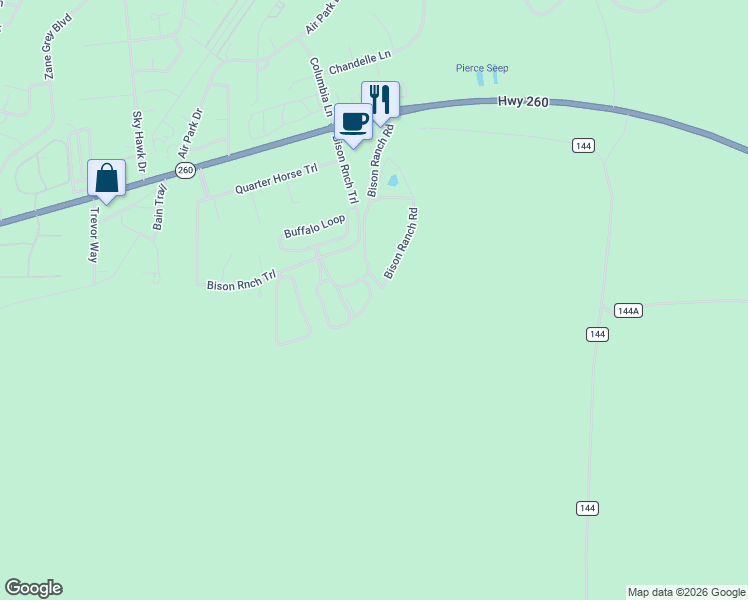 map of restaurants, bars, coffee shops, grocery stores, and more near 2721 High Pine Loop in Navajo County