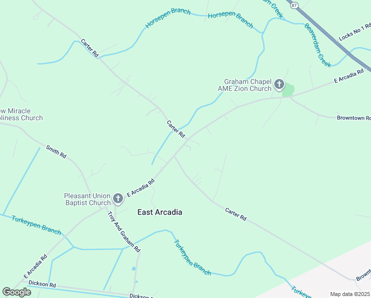 map of restaurants, bars, coffee shops, grocery stores, and more near 1017 East Arcadia Road in Riegelwood