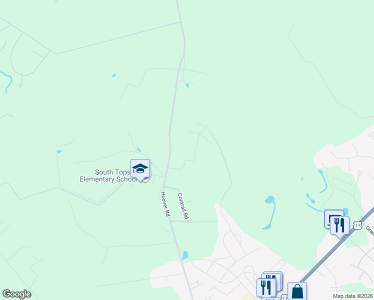 map of restaurants, bars, coffee shops, grocery stores, and more near 1098 Hoover Road in Hampstead