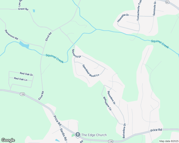 map of restaurants, bars, coffee shops, grocery stores, and more near 5445 Speckled Wood Lane in Gainesville