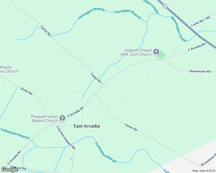 map of restaurants, bars, coffee shops, grocery stores, and more near 971 East Arcadia Road in Riegelwood