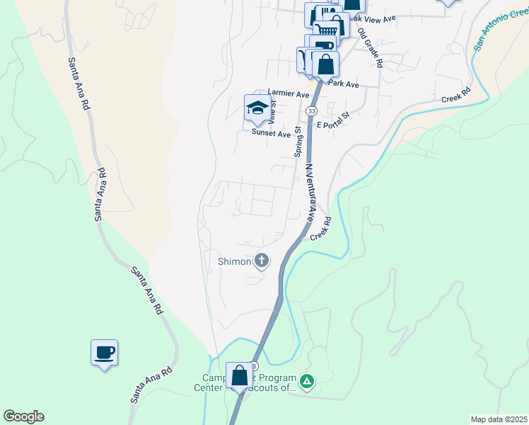 map of restaurants, bars, coffee shops, grocery stores, and more near 165 Verde Oak Drive in Oak View