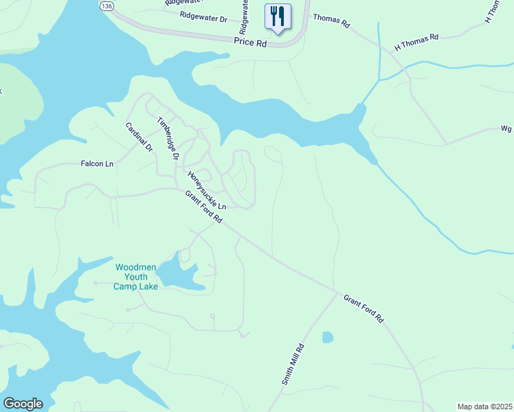 map of restaurants, bars, coffee shops, grocery stores, and more near 6661 Lakeshore Drive in Gainesville