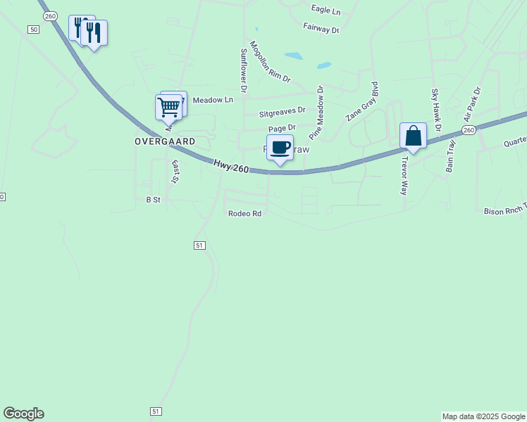 map of restaurants, bars, coffee shops, grocery stores, and more near 2230 Wrangler Way in Heber-Overgaard