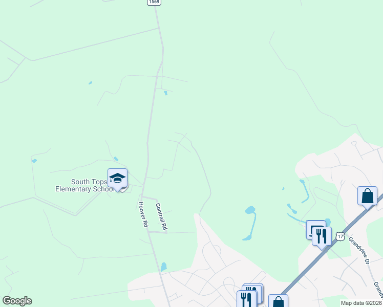 map of restaurants, bars, coffee shops, grocery stores, and more near 1194 Hoover Road in Hampstead