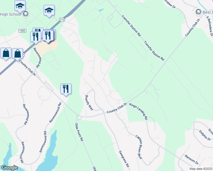 map of restaurants, bars, coffee shops, grocery stores, and more near 275 Arden Drive in Hampstead