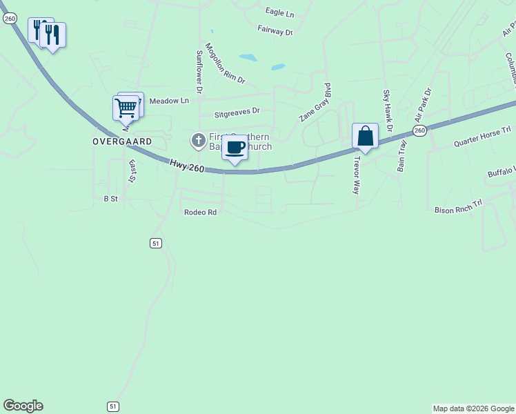 map of restaurants, bars, coffee shops, grocery stores, and more near 2262 Hanging Tree Lane in Heber-Overgaard