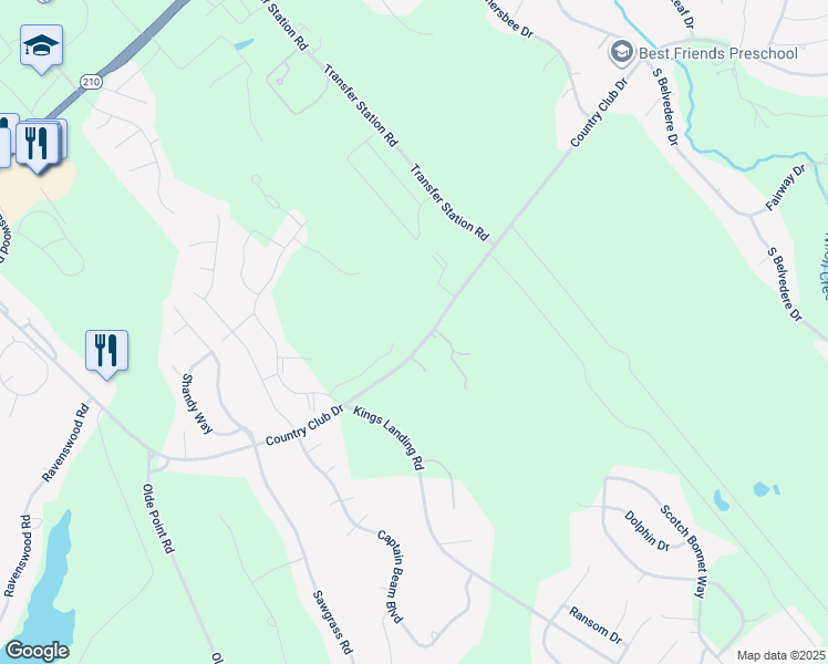 map of restaurants, bars, coffee shops, grocery stores, and more near 1379 Country Club Drive in Hampstead