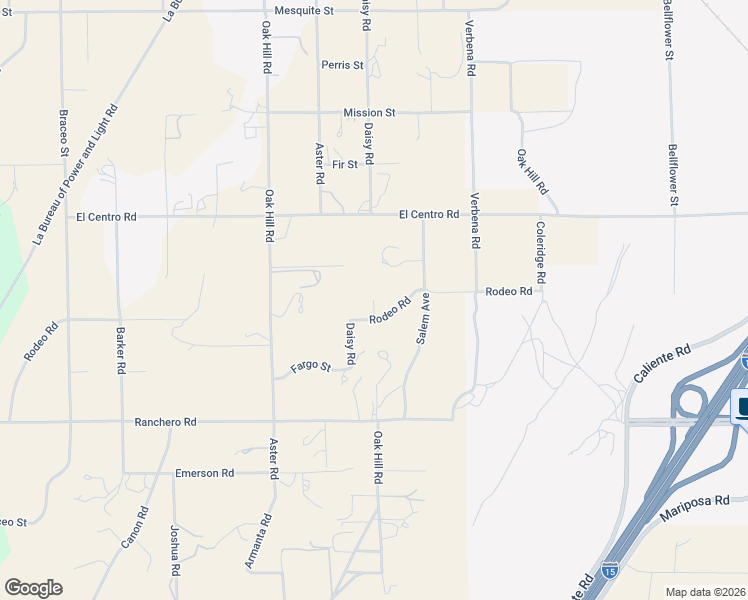 map of restaurants, bars, coffee shops, grocery stores, and more near 7453 Daisy Road in Hesperia