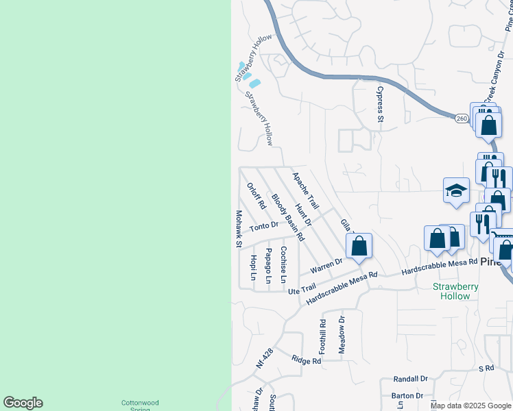map of restaurants, bars, coffee shops, grocery stores, and more near 3898 Orloff Road in Pine