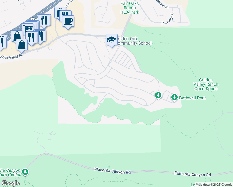 map of restaurants, bars, coffee shops, grocery stores, and more near 18732 Juniper Springs Dr in Santa Clarita