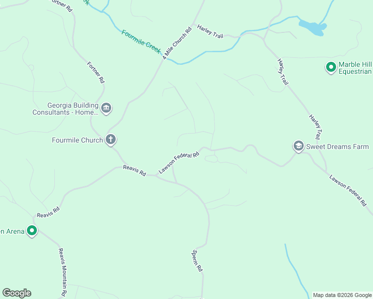 map of restaurants, bars, coffee shops, grocery stores, and more near 229 Lawson Federal Road in Ball Ground