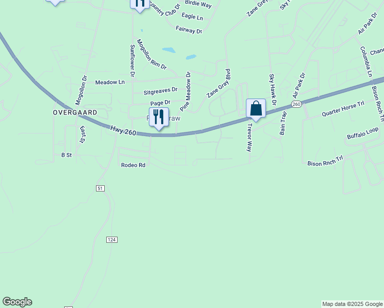 map of restaurants, bars, coffee shops, grocery stores, and more near 2238 Kodaik Circle in Heber-Overgaard