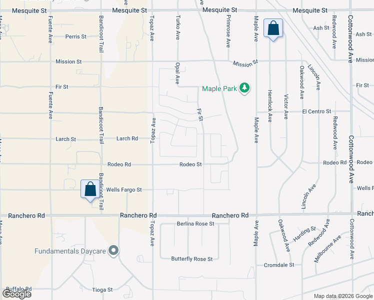 map of restaurants, bars, coffee shops, grocery stores, and more near Clemson Street in Hesperia