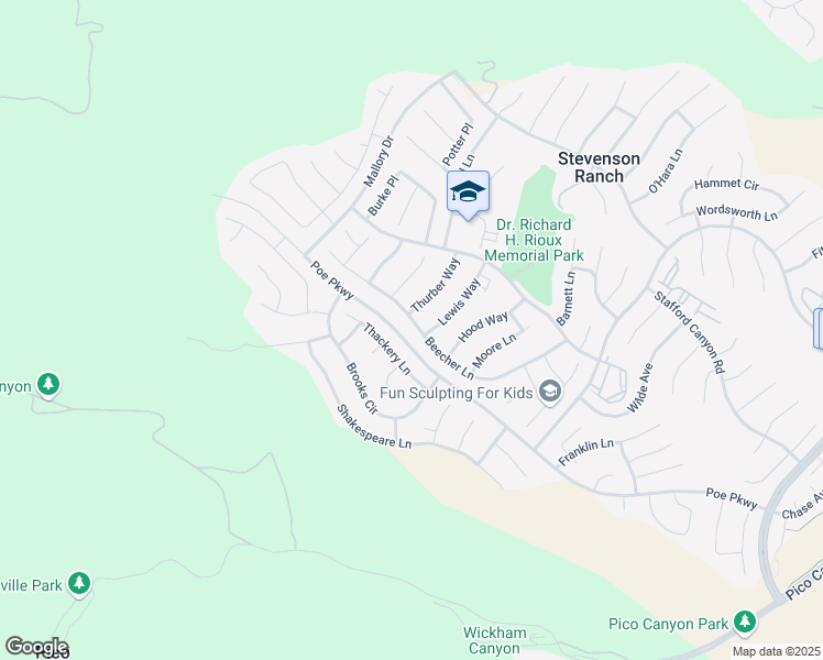 map of restaurants, bars, coffee shops, grocery stores, and more near 26452 Beecher Lane in Stevenson Ranch