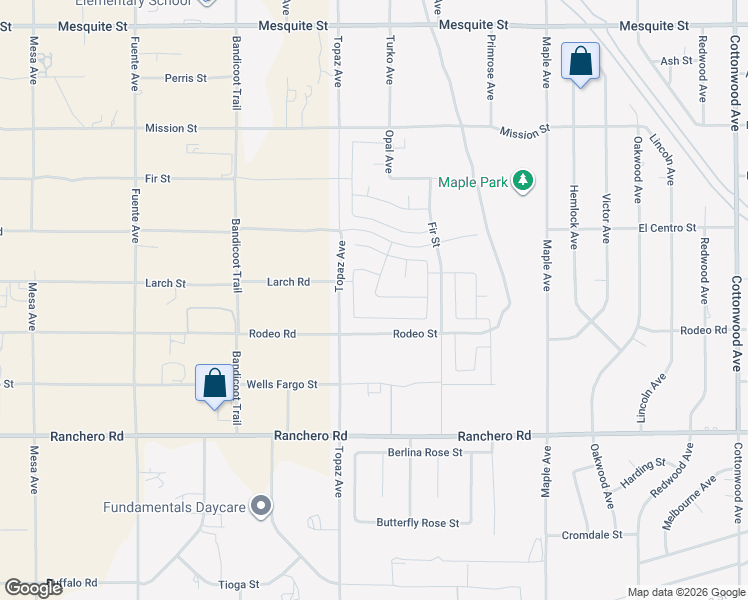 map of restaurants, bars, coffee shops, grocery stores, and more near Clemson Street in Hesperia