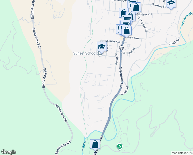 map of restaurants, bars, coffee shops, grocery stores, and more near 920 Larmier Avenue in Oak View