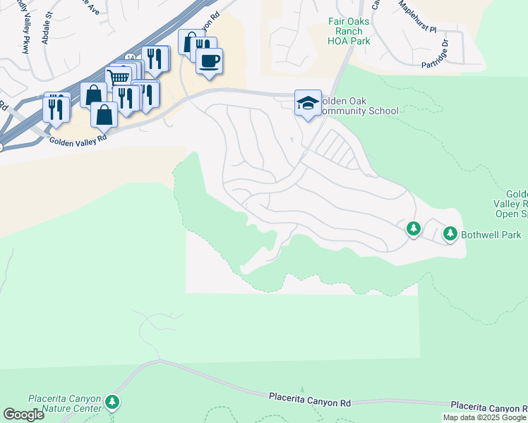 map of restaurants, bars, coffee shops, grocery stores, and more near 18824 Juniper Springs Dr in Santa Clarita