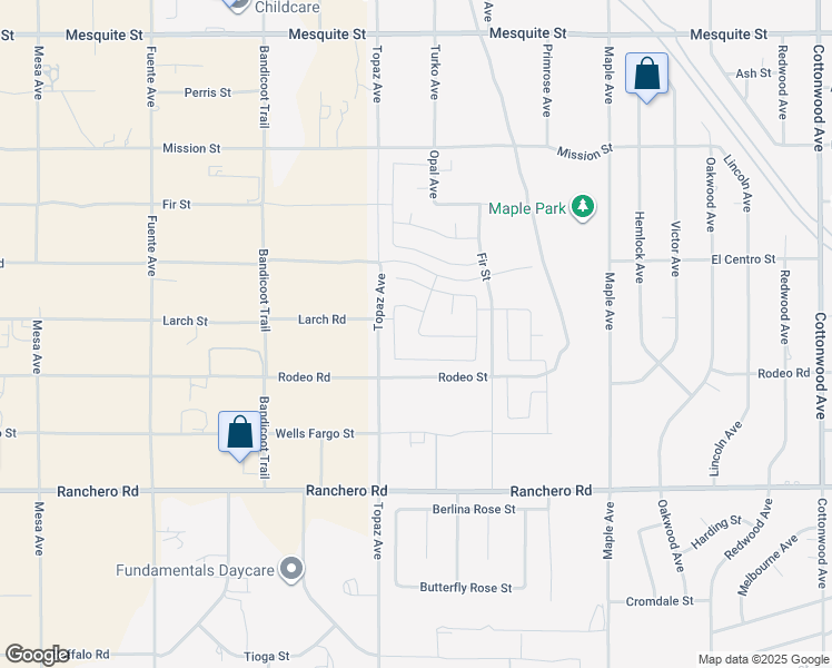 map of restaurants, bars, coffee shops, grocery stores, and more near Loyola Street in Hesperia